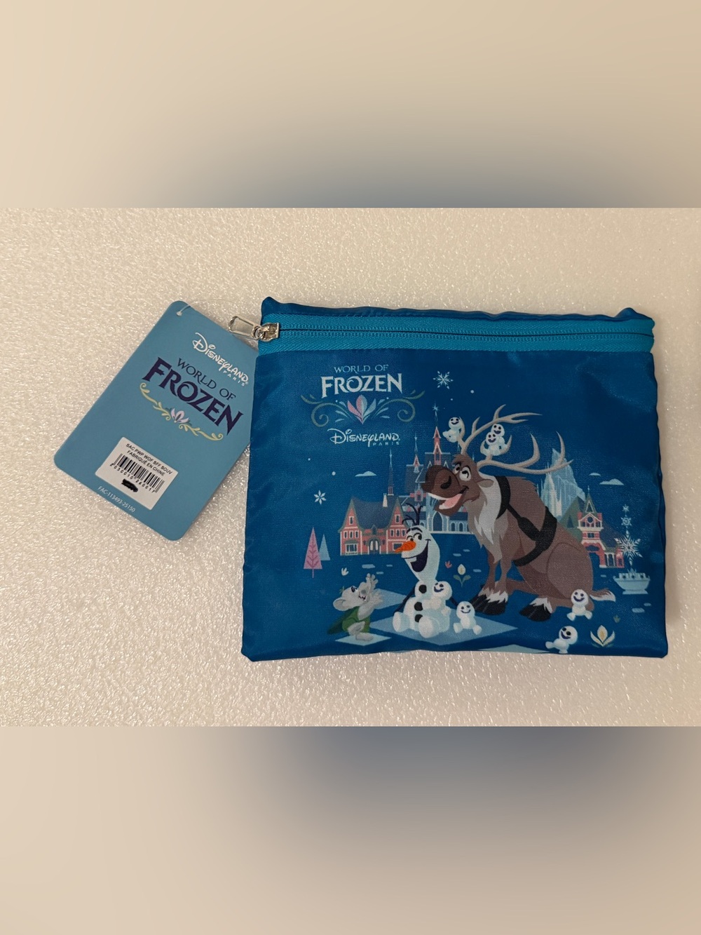 Disneyland Paris World Of Frozen Blue Duffel Tote Bag Olaf Sven NWT DLP